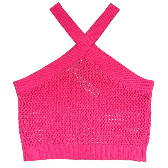 Zara Pink Knit Halter Crop Top Size Small - Picture 5 of 11